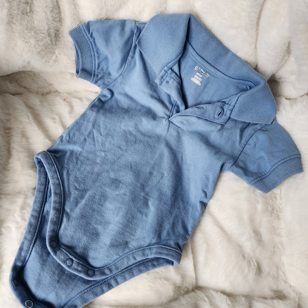 Blue Polo-Style Baby One-Piece Bodysuit